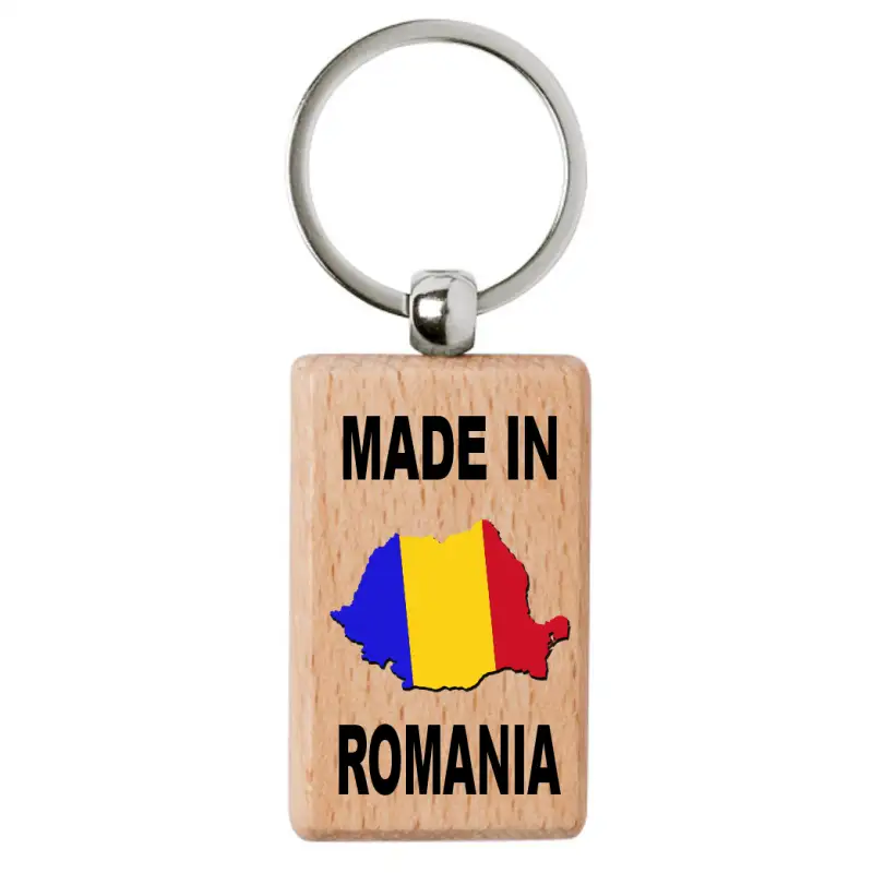 Made in romania, breloc din lemn, model 026v